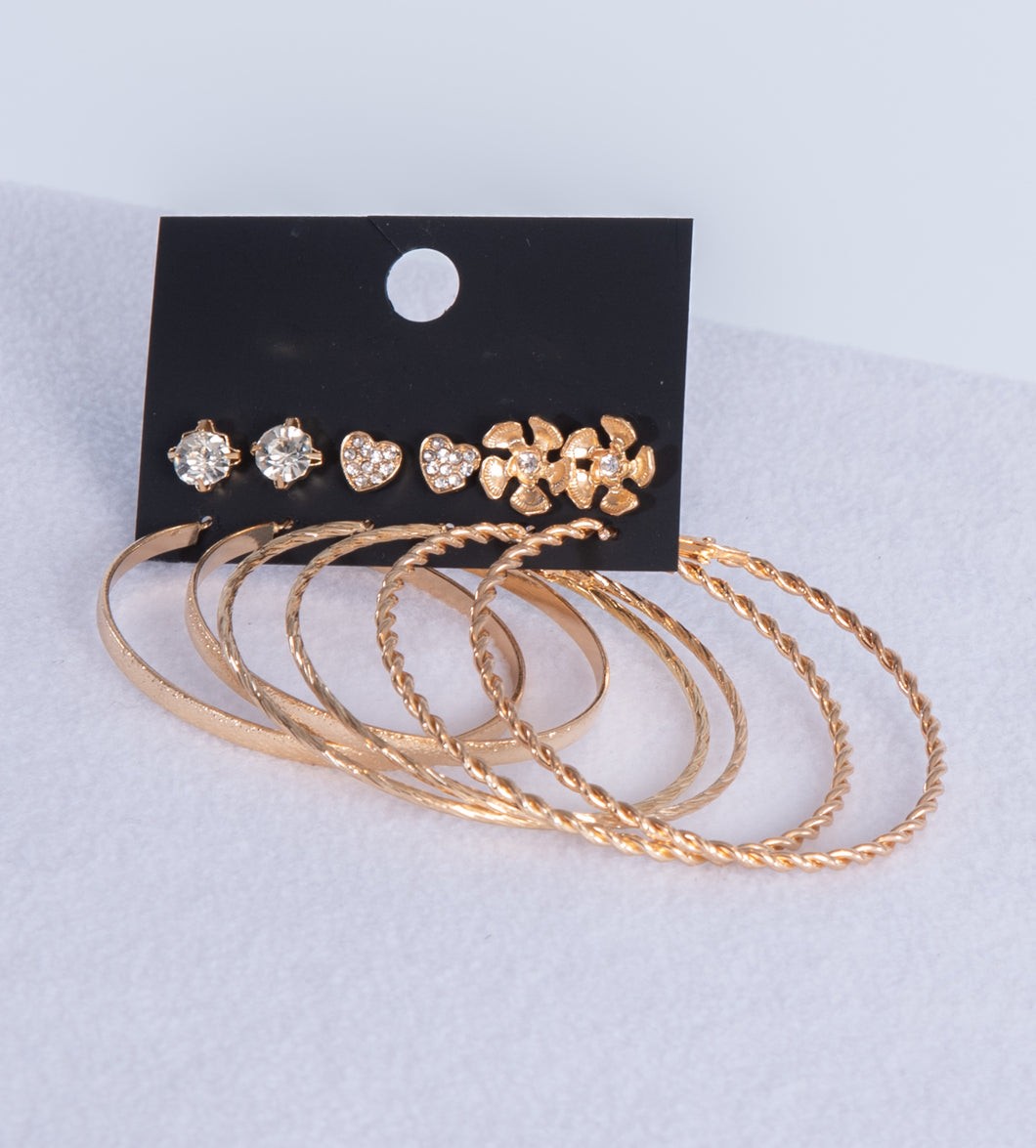 6-PIECE HOOP & POST EARRING SET