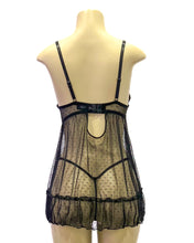 Load image into Gallery viewer, Dot Your Eyes Chemise With G Sting- Black
