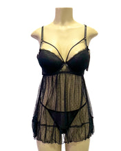 Load image into Gallery viewer, Dot Your Eyes Chemise With G Sting- Black
