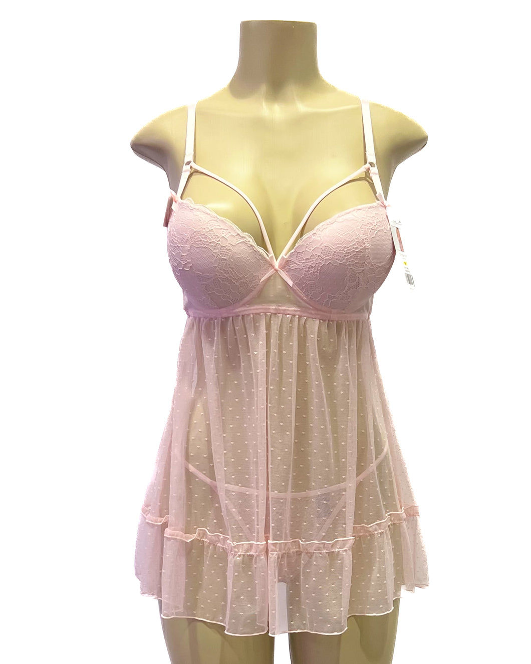 Dot Your Eyes Chemise with G String- Pink