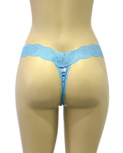 Load image into Gallery viewer, Waist No Time Thong- Blue Stripes
