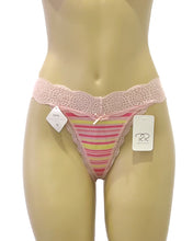Load image into Gallery viewer, Waist No Time Thong- Pink Lemonade Stripes
