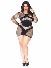 Load image into Gallery viewer, Take Charge Plus Fishnet Dress
