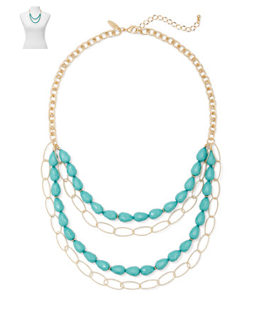 FAUX-TURQUOISE LAYERED LINK NECKLACE