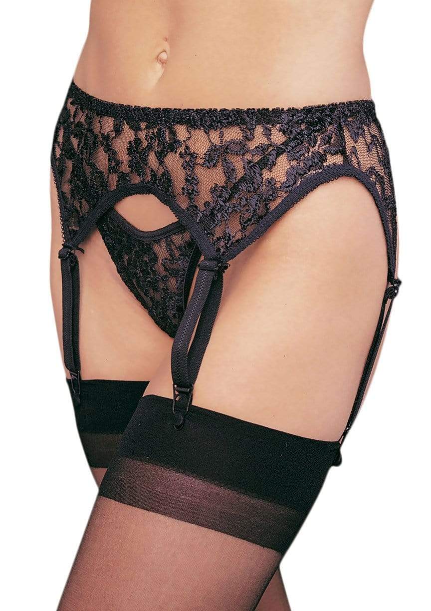 Plus Size Floral Lace Garterbelt wtih Thong
